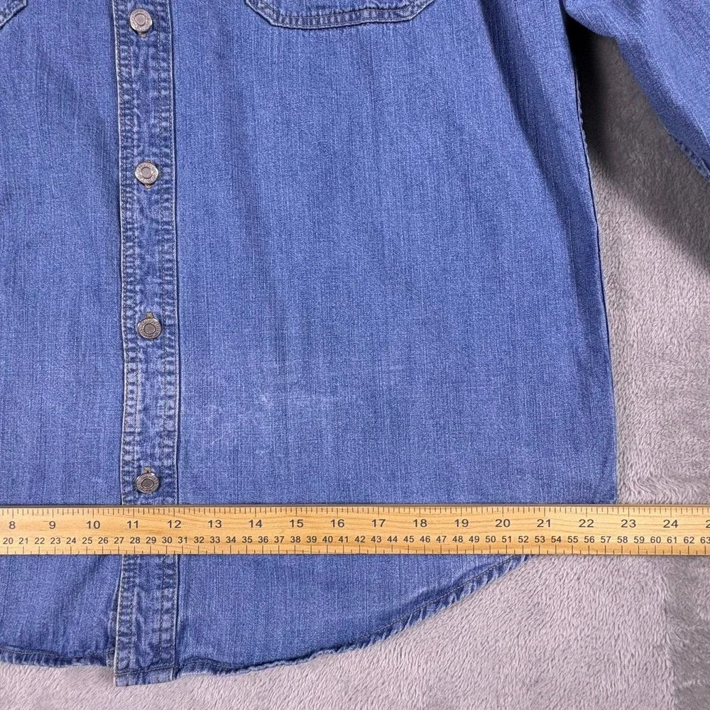 Levi's Denim Snap Shirt Medium Wash Button Up Unisex‎ L Coastal Cowgirl Western